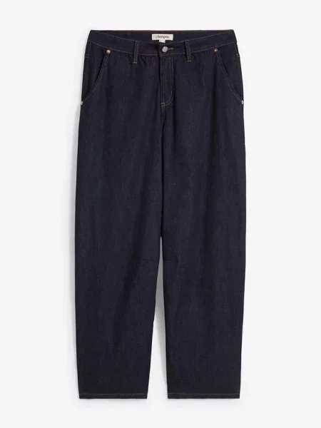 Dżinsy Balloon mid waist cropped niebieskie