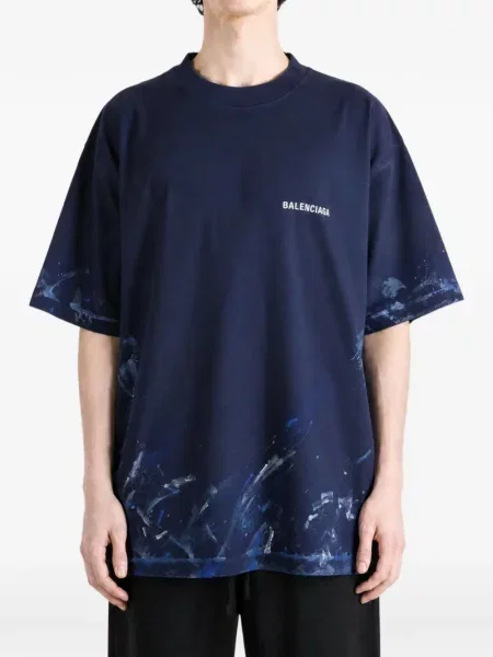 Tricou Balenciaga cu imagine albastru