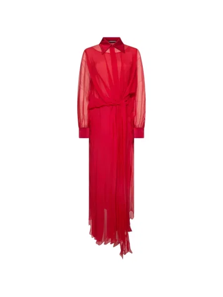 Rochie maxi Alberta Ferretti de mătase roșu