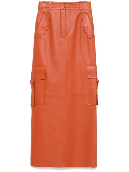 Maksi spódnica skórzana Zimmermann pomarańczowa