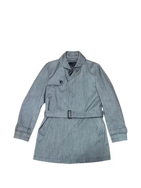 Cu centură palton Herno cu model herringbone gri