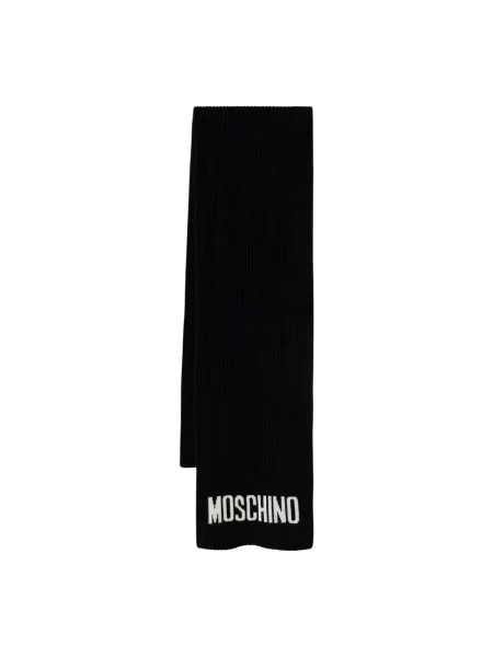 Szal Moschino wełniana z logo czarna