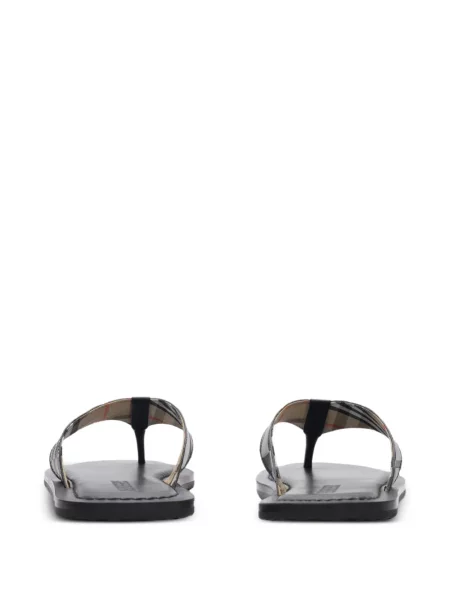 Bőr kockás szandál Burberry fekete