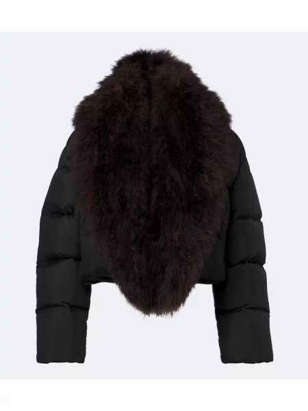 Geacă cu puf Gucci de mătase negru