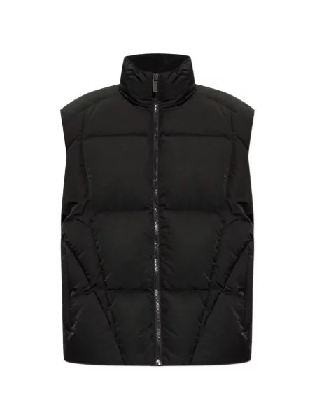 Matlasat vestă Off-white cu guler de stand-up alb