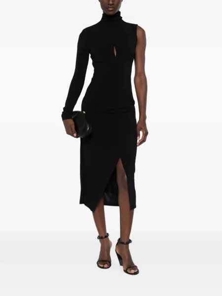 Rochie midi Pinko asimetrică negru