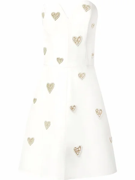 Rochie Carolina Herrera cu perle de mătase de costum alb