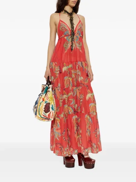 Rochie maxi Etro cu imagine cu model paisley roșu