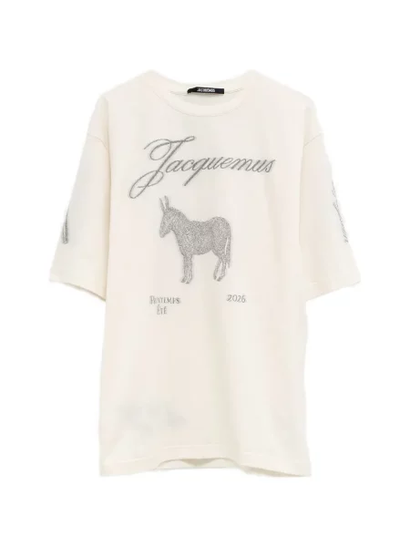 Tricou Jacquemus cu imagine din jacard alb