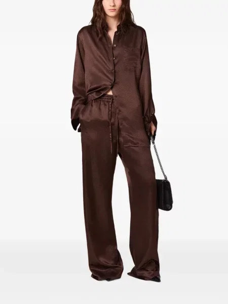 Pantaloni Stella Mccartney de mătase maro