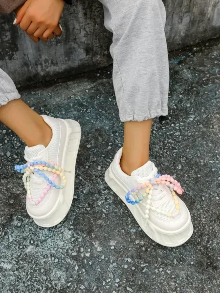 Sneakerși Resti cu platformă alb