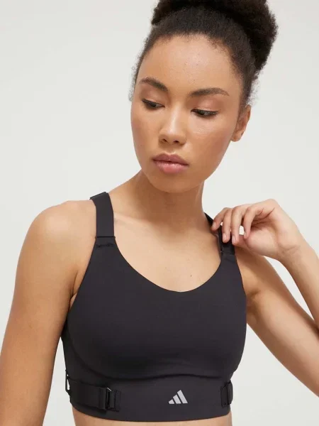 Спортен сутиен adidas Performance Fastim с изчистен дизайн черно