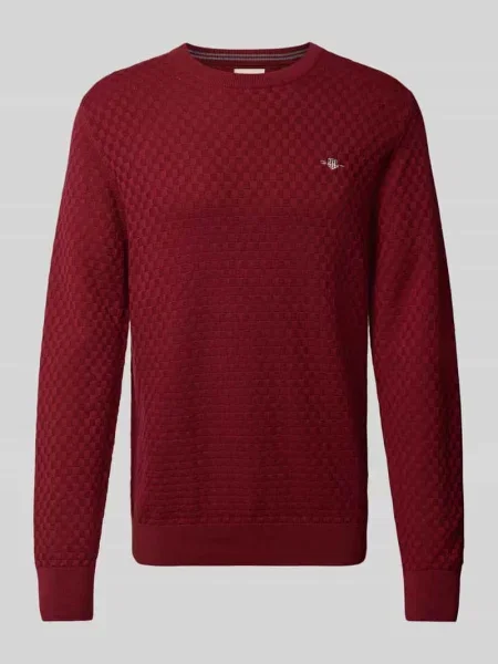 Regular Fit sweter dzianinowy z czystej bawełny Gant bordowy