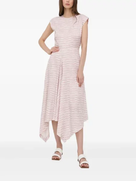 Sukienka Tiger Of Sweden asymetryczna w tygrysie prążki garniturowa różowa