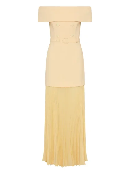 Rochie midi Rebecca Vallance plisată până la genunchi de costum galben
