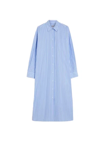 Długa sukienka koszulowa Weekend Max Mara garniturowa niebieska