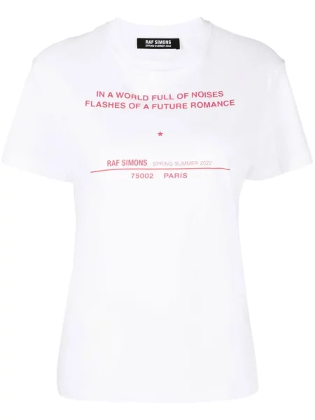 Krótka koszulka Raf Simons z nadrukiem biała