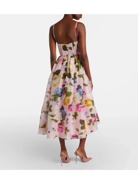 Rochie midi Carolina Herrera de in cu model floral roz