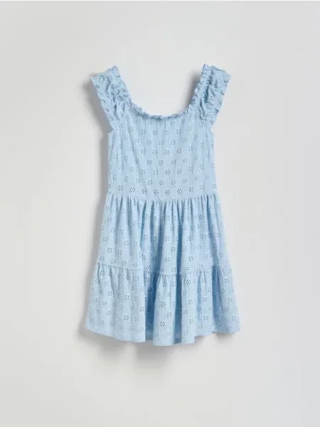 Reserved Ażurowa sukienka mini jasnoniebieski