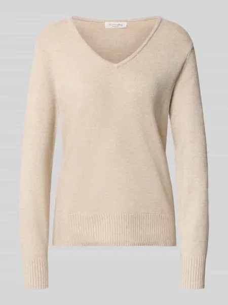 Bluza o kroju regular fit z dodatkiem Christian Berg Woman beżowa