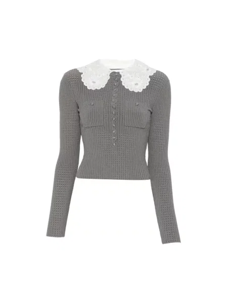 Dzianinowy sweter Self-portrait szary