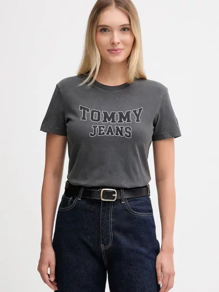 Тениска Tommy Jeans дамска черно