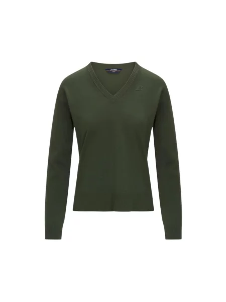 Sweter K-way z dekoltem w serek zielony