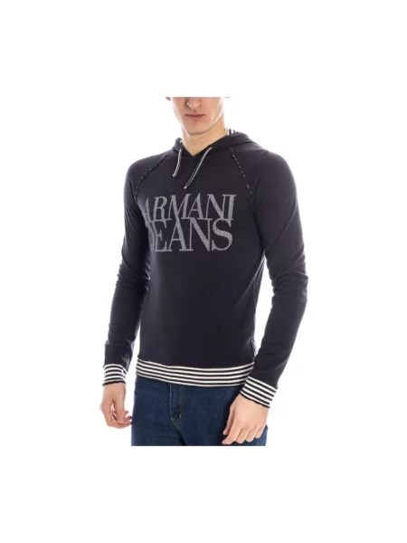 Bluza z kapturem Armani Jeans z kapturem niebieska