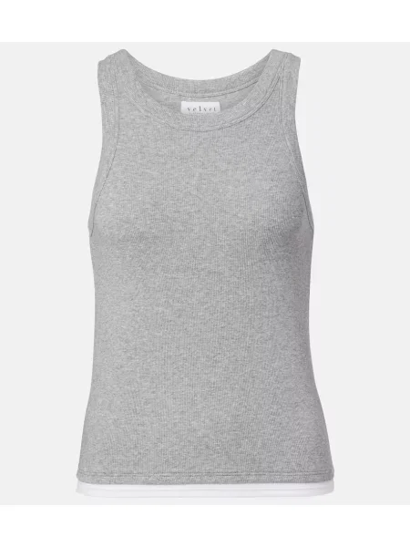 Top Velvet de catifea cu nervuri gri