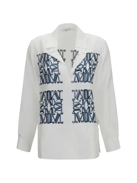 Bluză Max Mara de mătase cu imagine alb