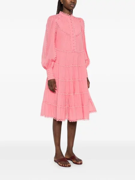 Sukienka midi Ermanno Firenze koronkowa różowa