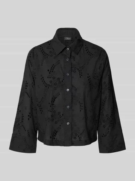 Bluzka z długim rękawem o kroju regular fit z czystej bawełny S.oliver Black Label czarna