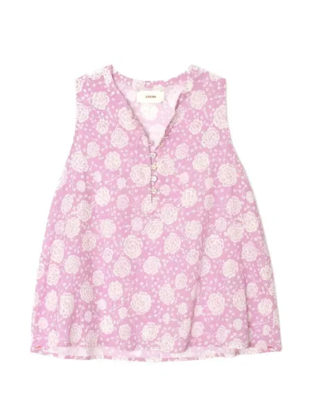 Top Xirena cu model floral cu decolteu în V violet