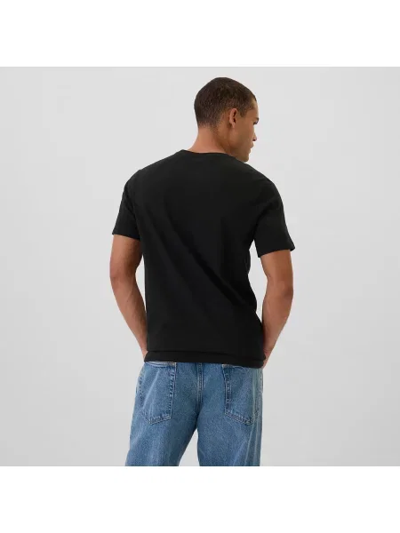 Тениска GAP Micro Logo Crew True Black L черно