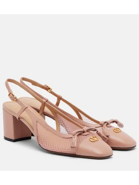 Pantofi cu toc Valentino Garavani din piele slingback roz