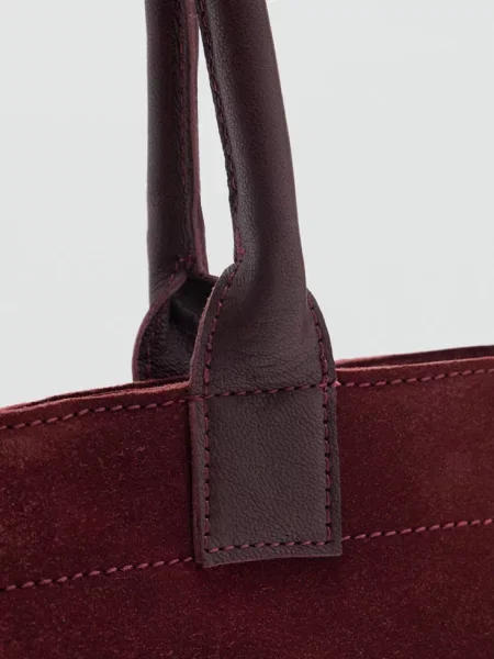 Torba typu tote ze skóry zamszowej burgund Teen uniwersalny MANGO TEEN
