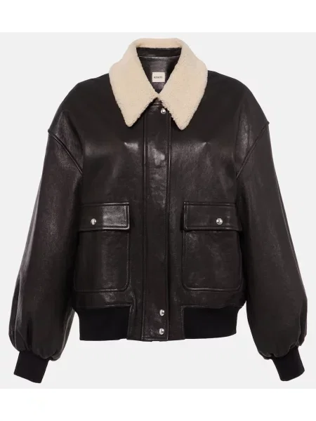 Geanta de piele Khaite negru