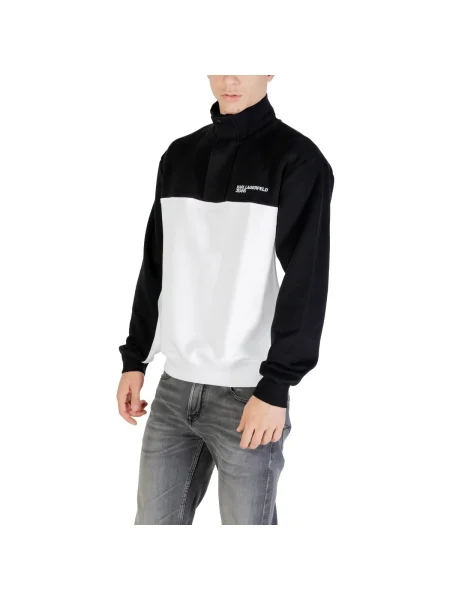 Mikina Karl Lagerfeld na polovičný zips čierna