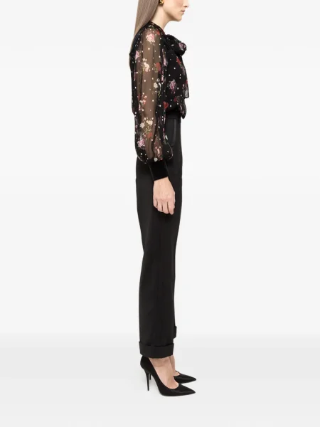 Top Nissa cu model floral negru