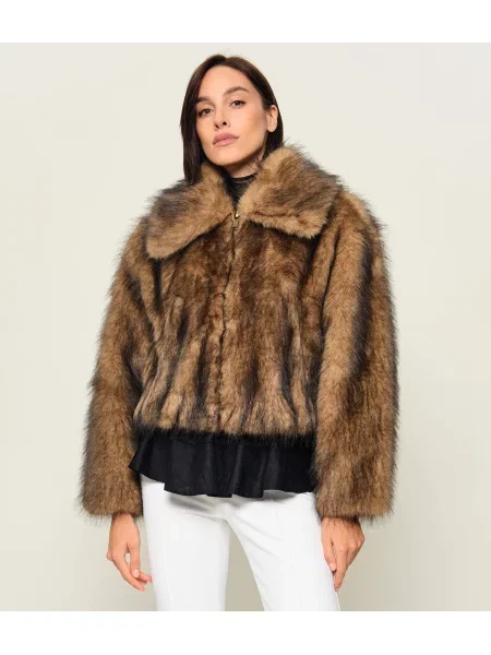 Palton de blană Michael Kors cu blană maro