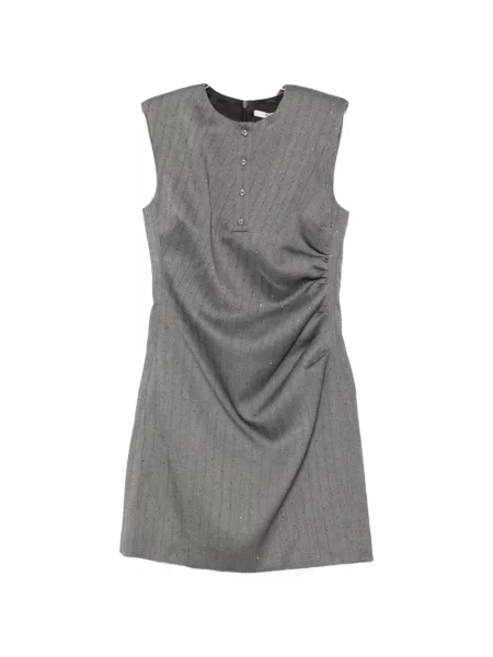 Rochie mini Maje fără mâneci cu model herringbone gri