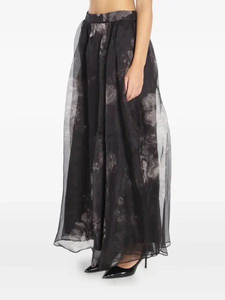 Fustă midi Zimmermann cu model floral cu imagine până la genunchi negru