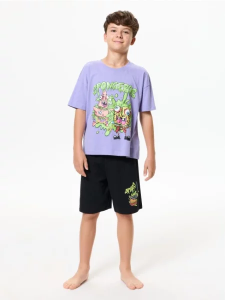 Sinsay dvoudílná pyžama s potiskem SpongeBob fialová