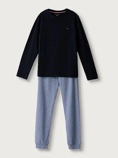 Tommy Hilfiger dvojdielne pyžamo detské s bavlnou čierna