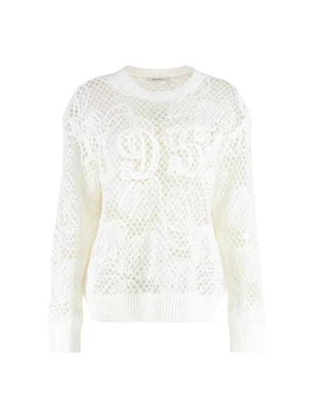 Sweter Max Mara z okrągłym dekoltem biały