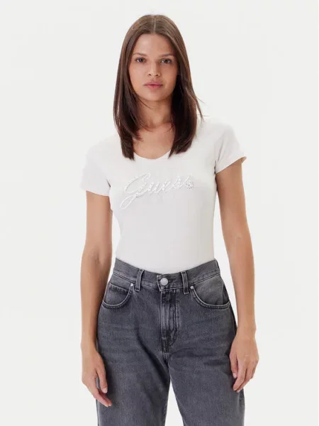 Kryształ górski koszulka Guess beżowa