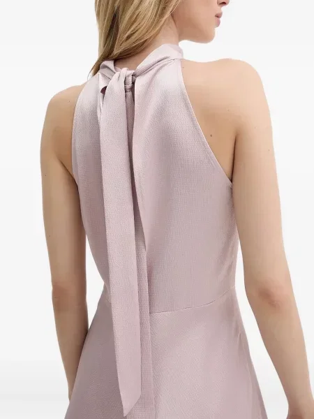 Rochie midi Samsøe Samsøe până la genunchi cu gât halter de costum roz