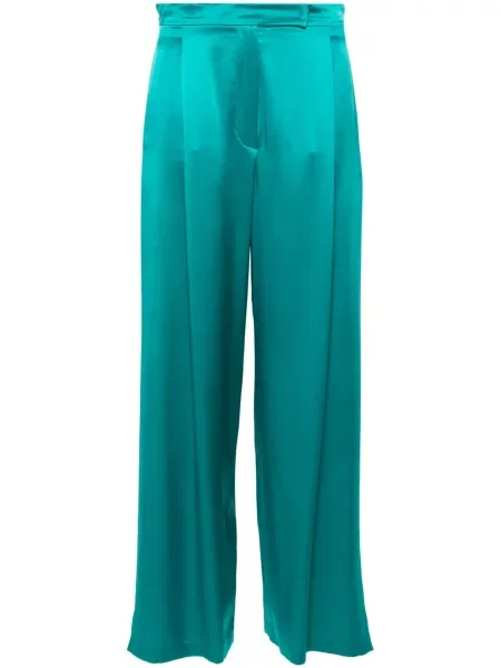 Pantaloni Max Mara de mătase cu crăpătură verde