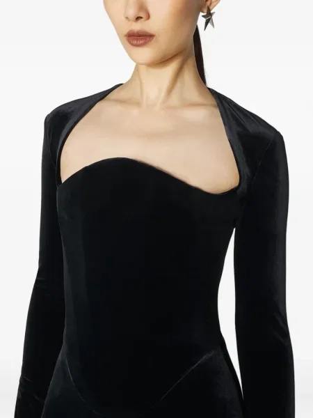 Rochie maxi Mugler lungă de costum negru