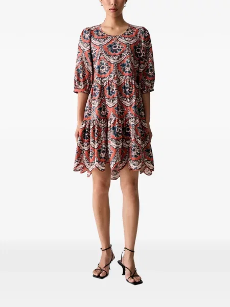 Rochie mini Farm Rio cu model floral cu imagine portocaliu